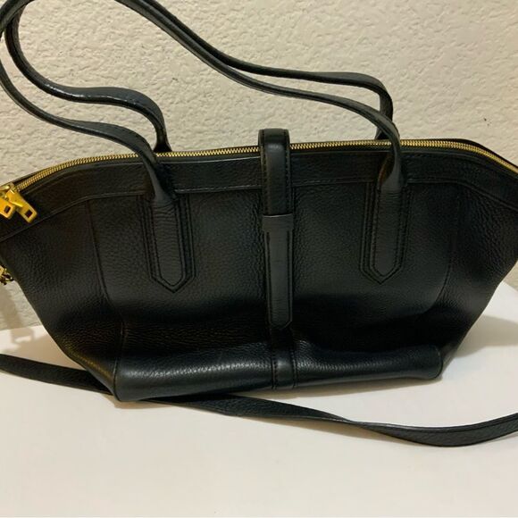 J. Crew Pebbled Leather Tartine Satchel black Trapeze - Picture 2 of 15